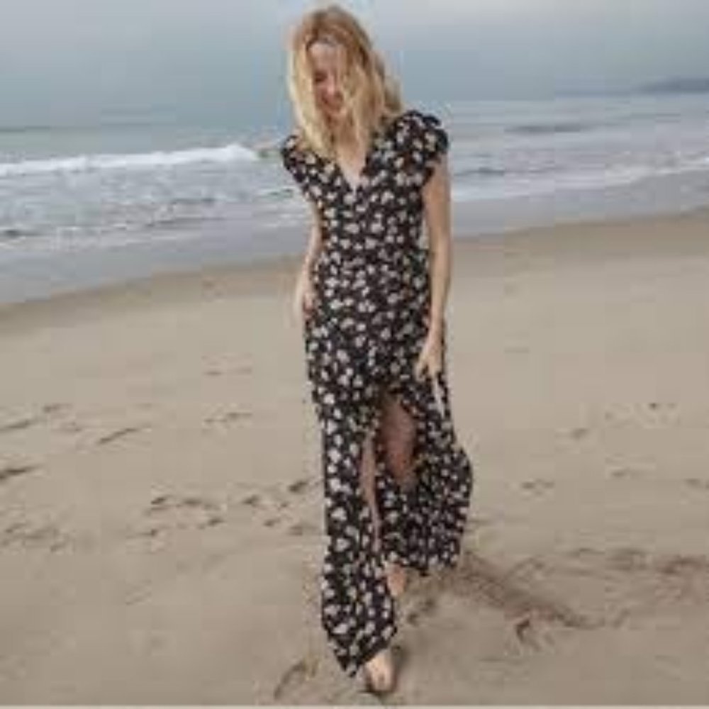 Doen Aurora Black Anemone floral dress XS